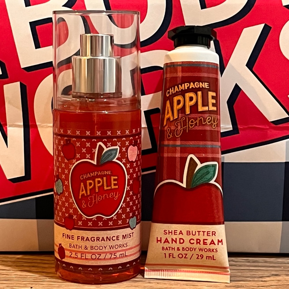 New! Champagne Apple and Honey mini gift set: body spray & hand cream